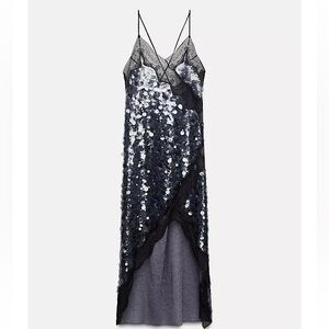 Zara LACE SEQUIN DRESS ZW COLLECTION M